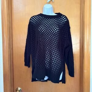 Black Crochet Open Knit Sweater - Park Tested Disneybound - Oversized Boho Mesh